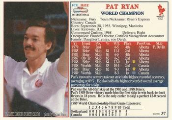 1993 Ice Hot International #37 Pat Ryan Back